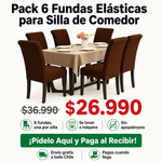 Pack 6 Fundas Elásticas Café para Silla de Comedor | Envío Gratis