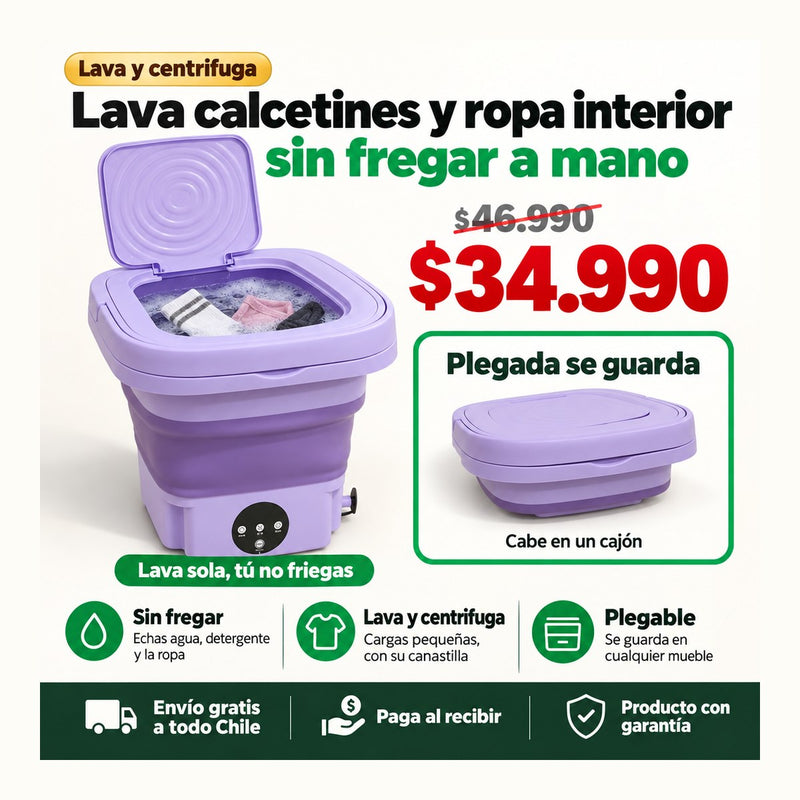 Mini Lavadora con Centrifugado | Lava sin Fregar a Mano | Envío Gratis