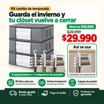 Kit 3 Organizadores de Ropa 90 L + 3 Colgadores de Pantalón | Guarda el Invierno y Libera tu Clóset | Envío Gratis
