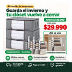 Kit 3 Organizadores de Ropa 90 L + 3 Colgadores de Pantalón | Guarda el Invierno y Libera tu Clóset | Envío Gratis