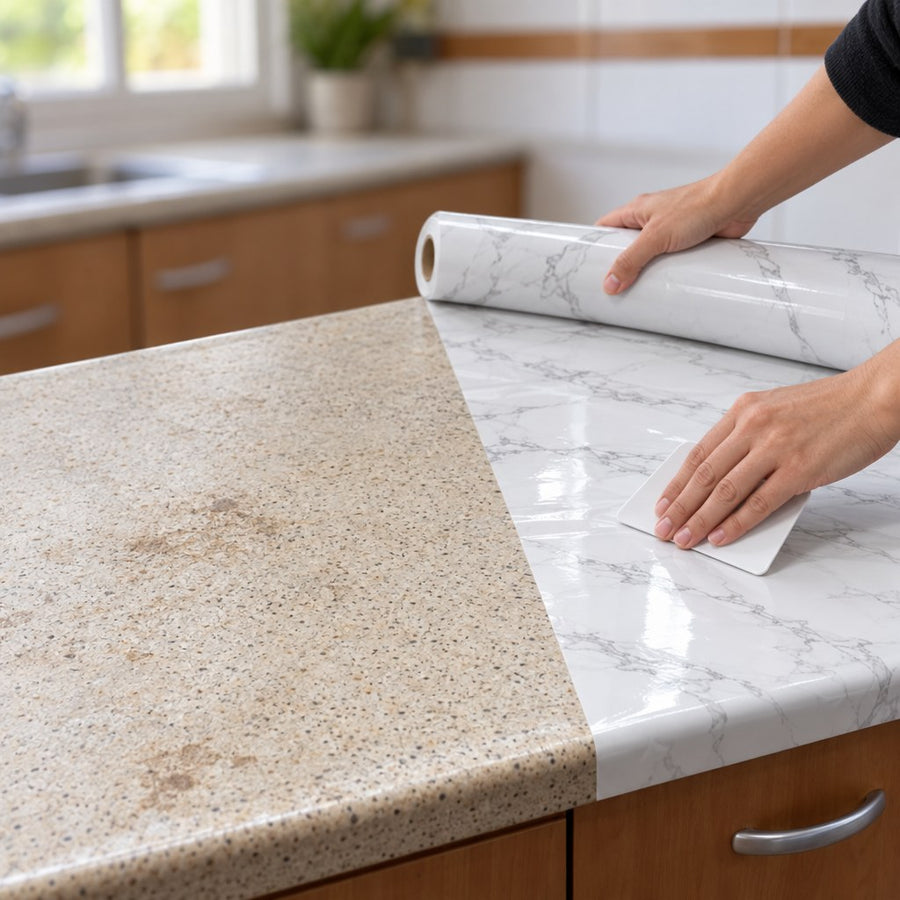Papel Adhesivo Efecto Mármol 10 m | Renueva tu Mesón sin Obra | Envío Gratis