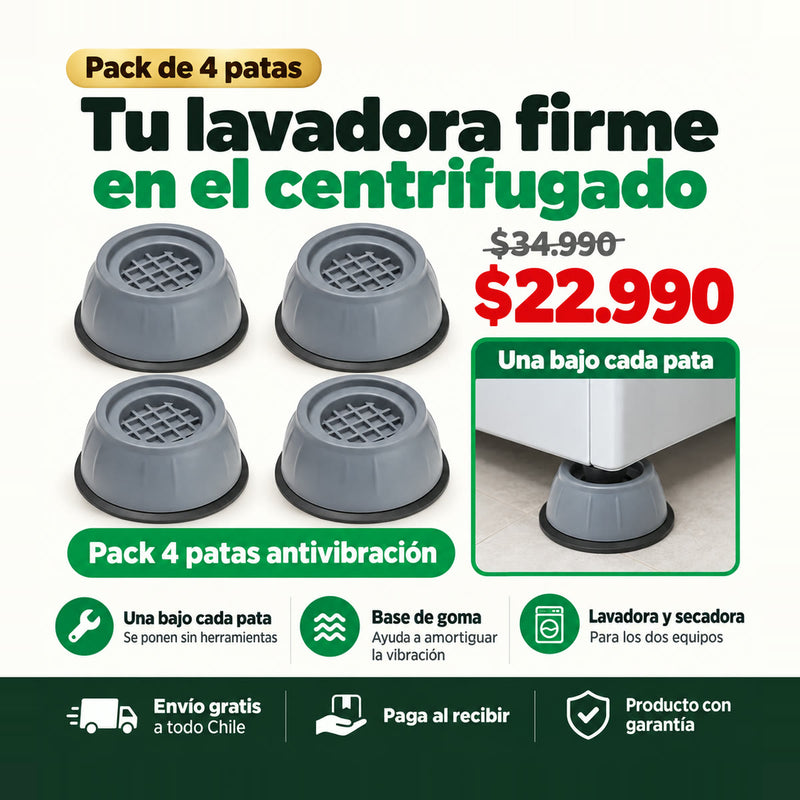 Pack 4 Patas Antivibración para Lavadora | Lavadora Firme en el Centrifugado | Envío Gratis