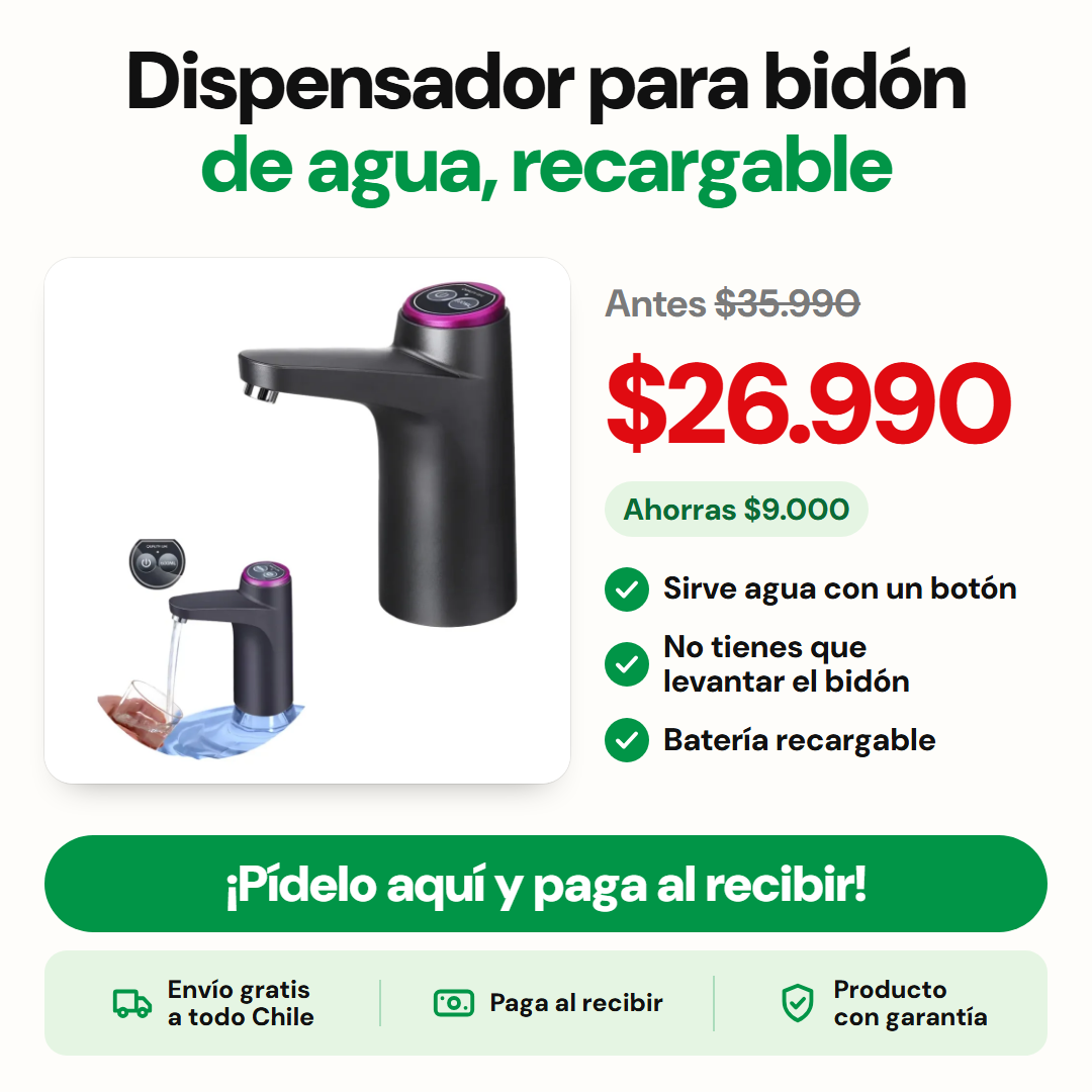Dispensador para bidón de agua, recargable