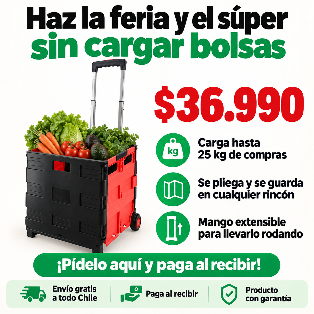 Carro plegable con ruedas para mercadería