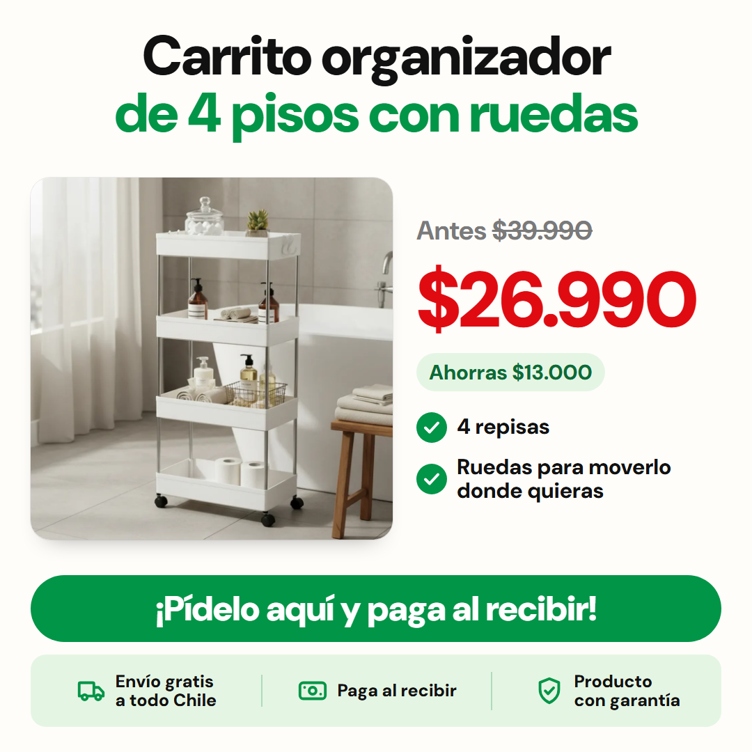 Carrito organizador de 4 pisos con ruedas