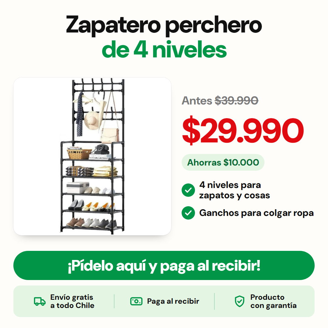 Zapatero perchero de 4 niveles