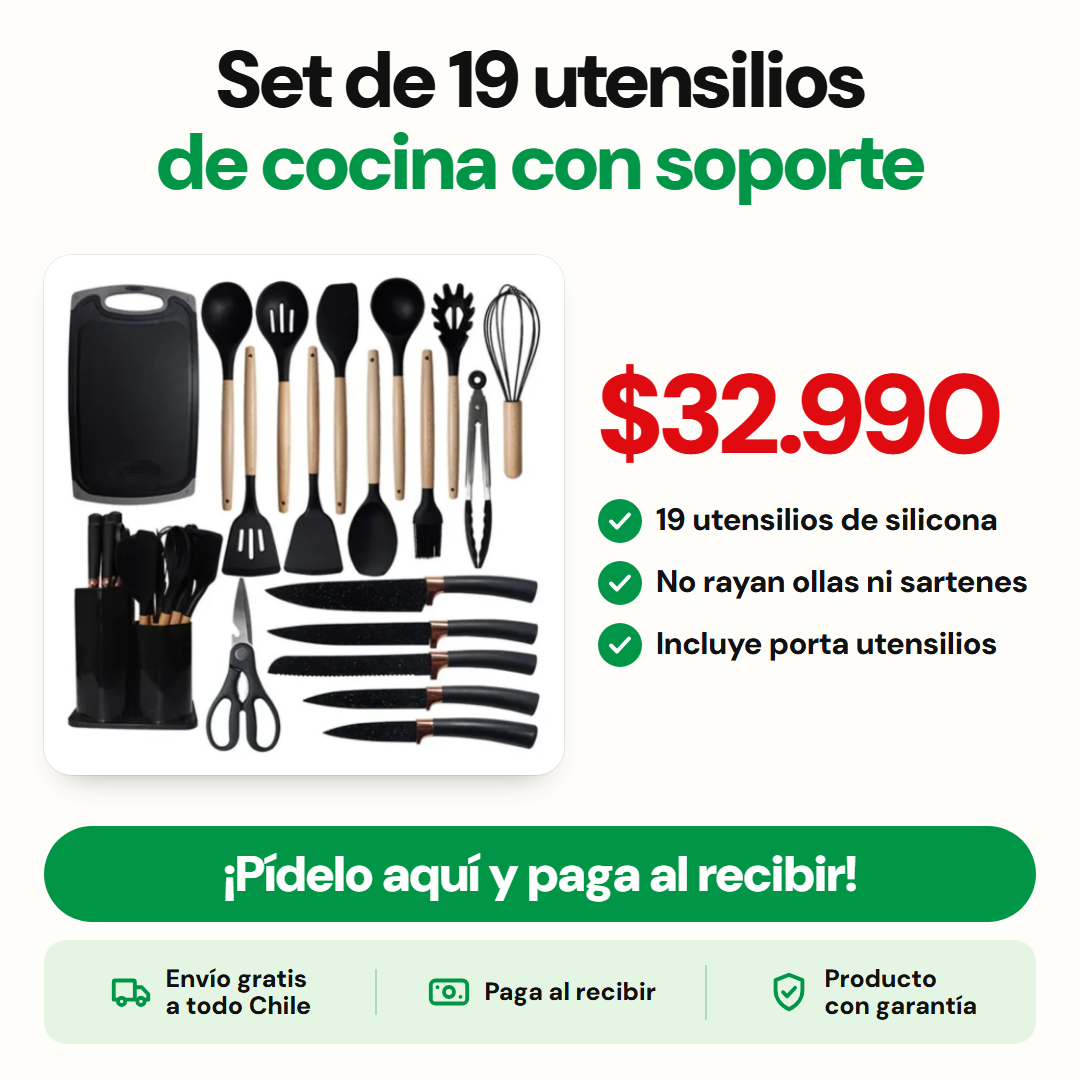 Set de 19 utensilios de cocina con soporte