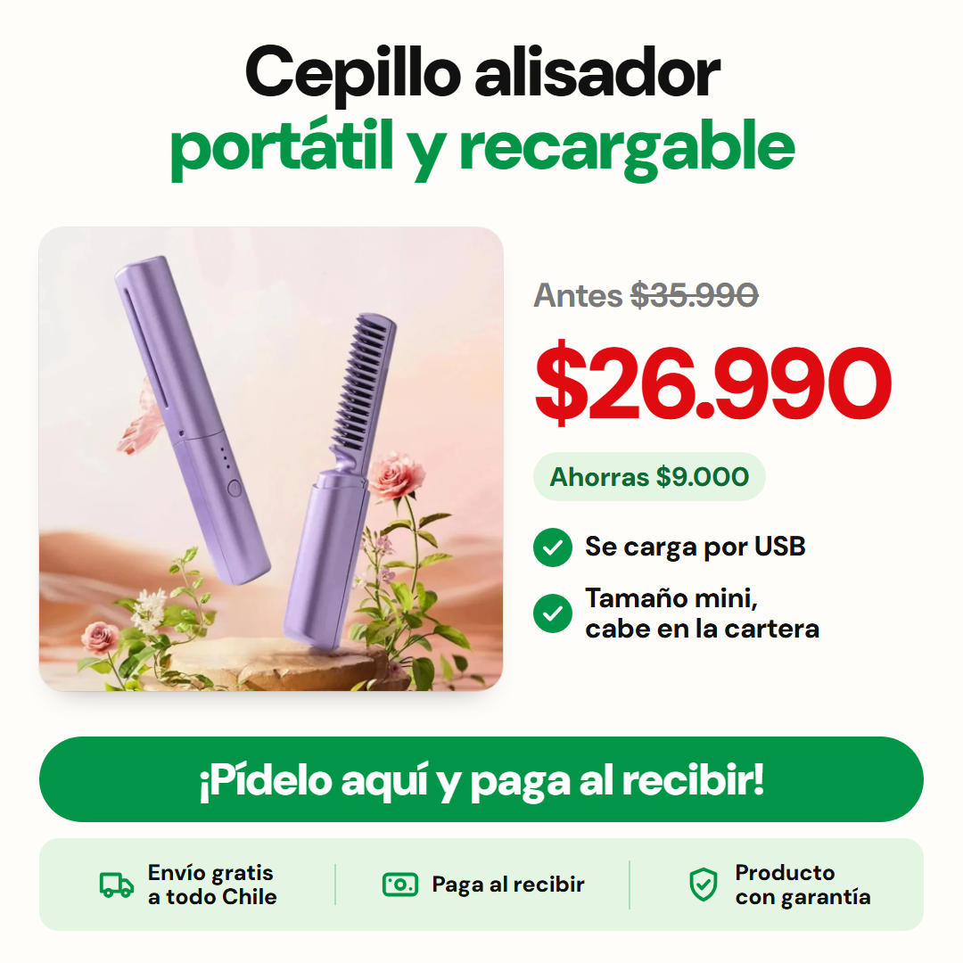 Cepillo alisador portátil y recargable