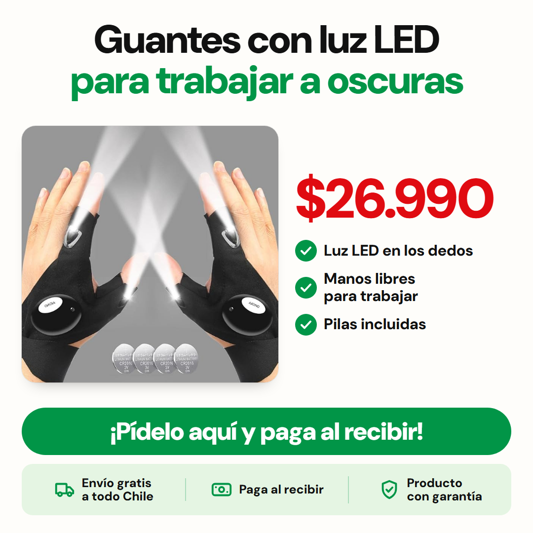 Guantes con luz LED para trabajar a oscuras