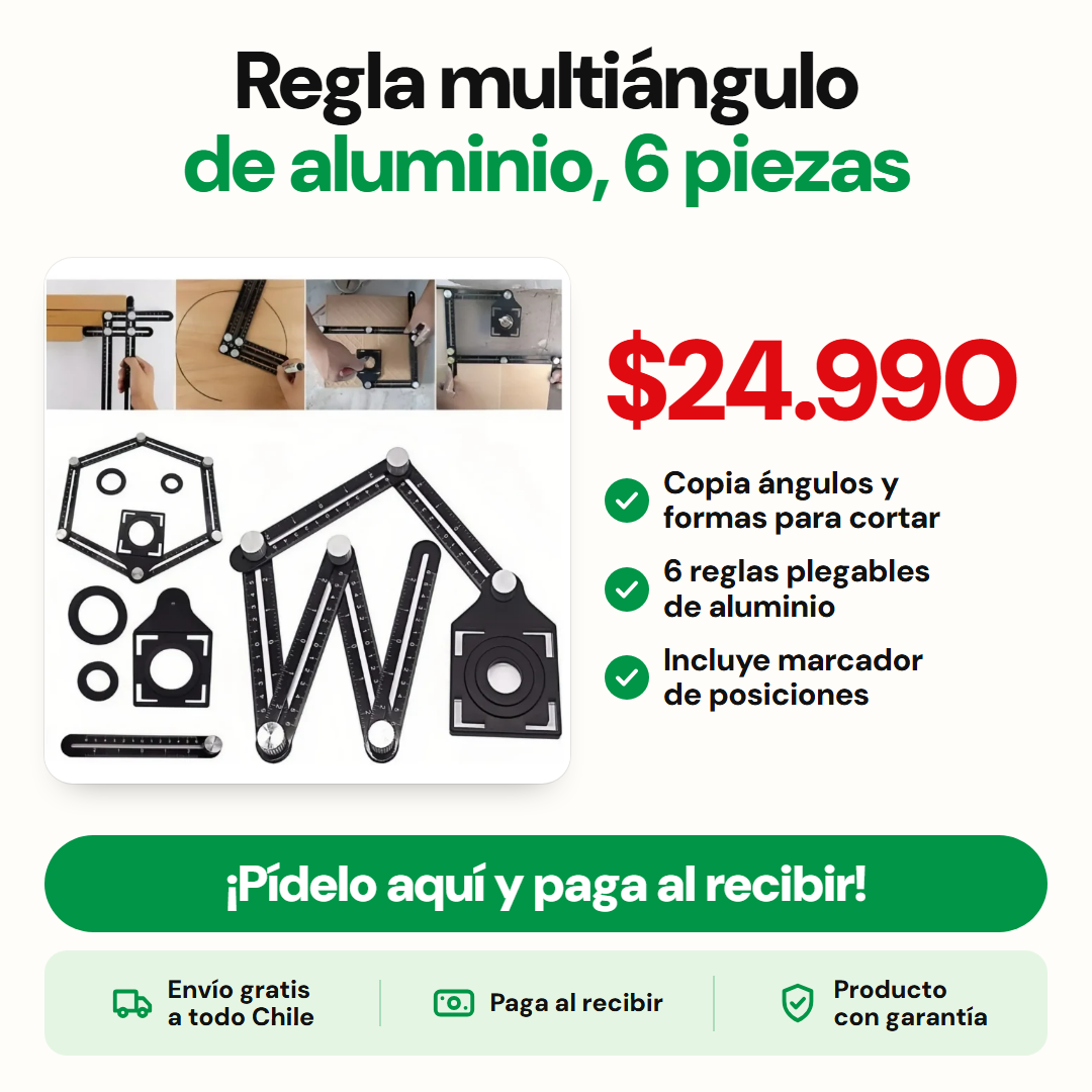 Regla multiángulo de aluminio, 6 piezas