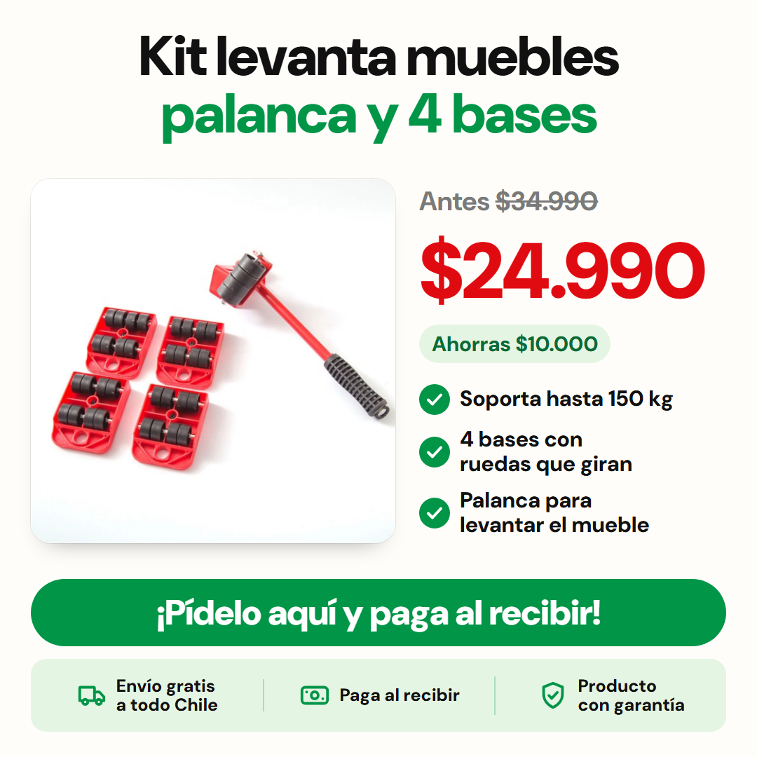 Kit levanta muebles palanca y 4 bases