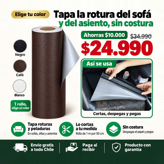 Rollo Reparador de Cuero Adhesivo | Tapa Roturas de Sofás y Asientos sin Costura | Envío Gratis